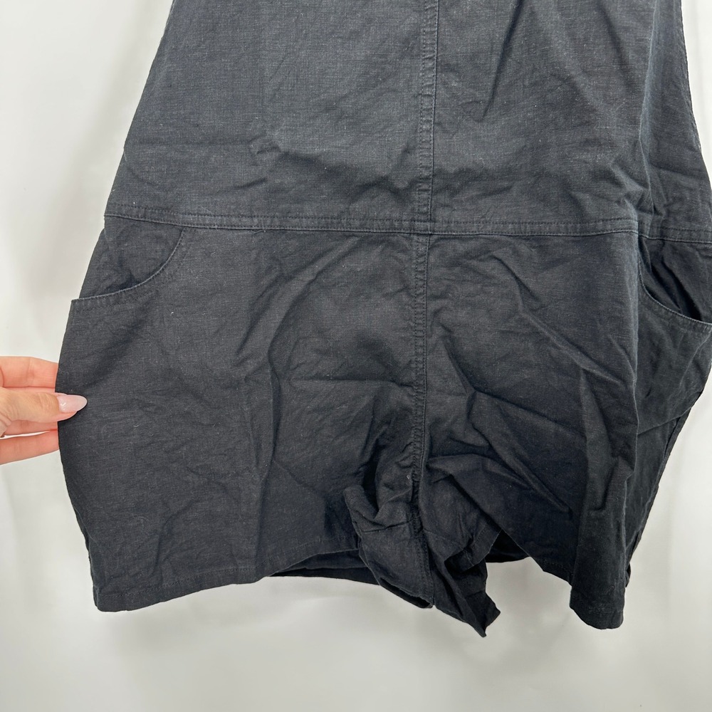 Torrid Black Linen Blend Shortall Overalls Size 1 XL Coastal Boho Summer Casual - Picture 3 of 12